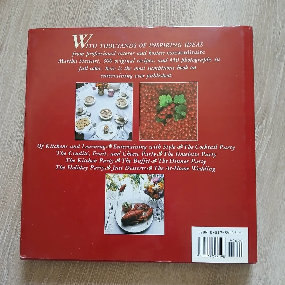 Vintage 80's Entertaining by MARTHA STEWART First Edition 24-30 RED Hardcover